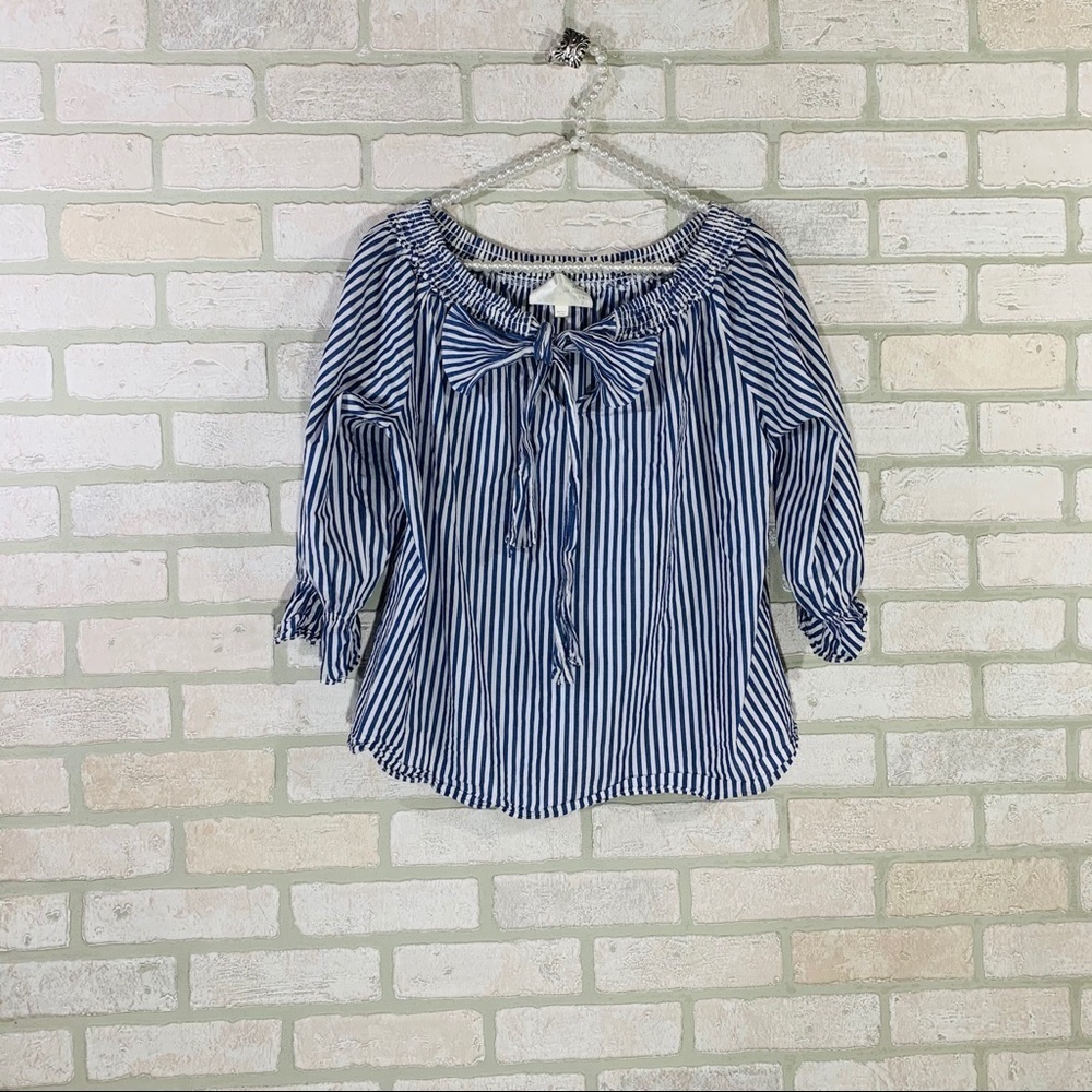 J.O.A. Off The Shoulder Stripe Top on Blue… - Picture 5 of 10